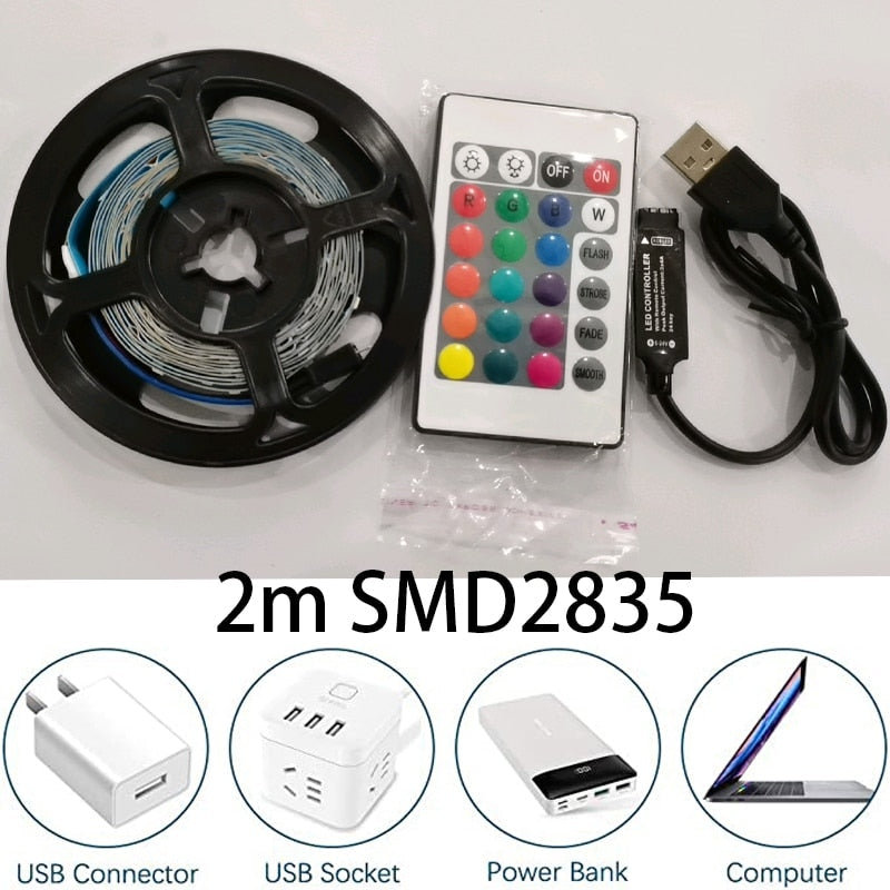 Bande lumineuse LED avec télécommande multi couleurs - 2 Mètre - 30LED / M - Home sweet - GAMING, LED