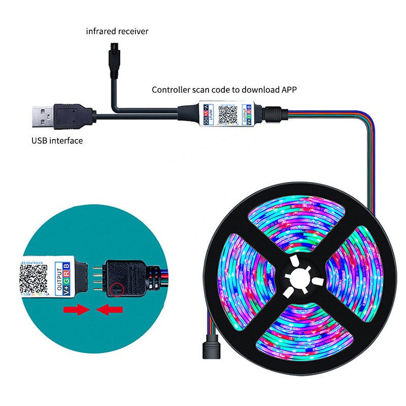 Bande lumineuse LED avec télécommande et Bluetooth - multi couleurs - 3 Mètre - 60LED / M - Home sweet - GAMING, LED