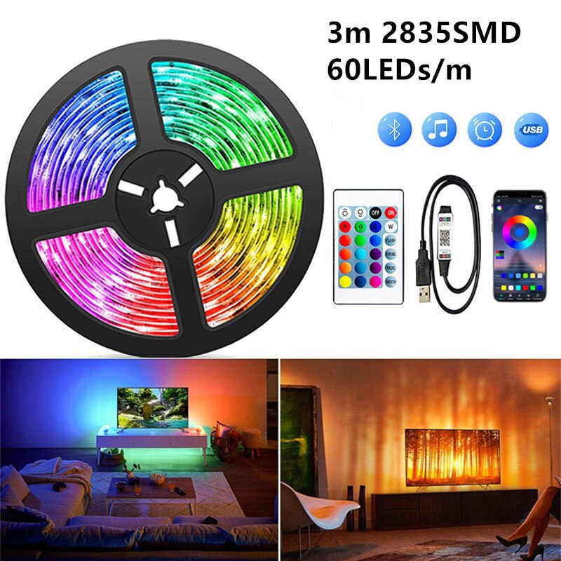 Bande lumineuse LED avec télécommande et Bluetooth - multi couleurs - 3 Mètre - 60LED / M - Home sweet - GAMING, LED