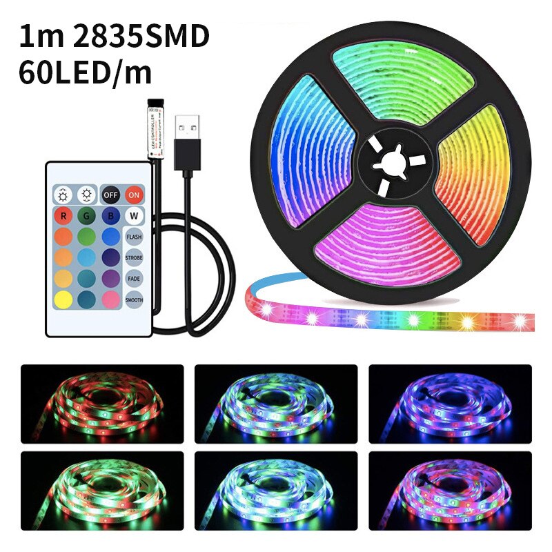 Bande lumineuse LED avec télécommande multi couleurs - 1 Mètre - 60LED / M - Home sweet - GAMING, LED