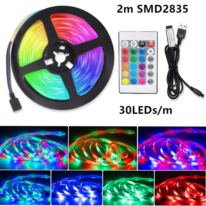 Bande lumineuse LED avec télécommande multi couleurs - 2 Mètre - 30LED / M - Home sweet - GAMING, LED